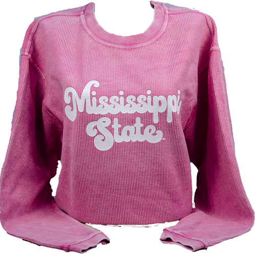 Sweatshirt Crew Corded Retro Script Mississippi State