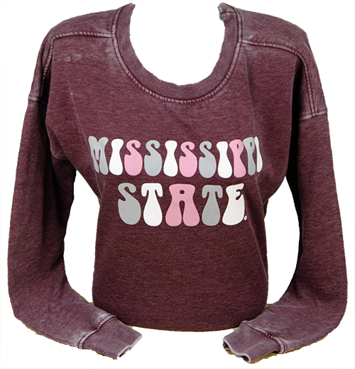 Sweatshirt Crew Tunic Hi Lo Tricolor Bubble Font
