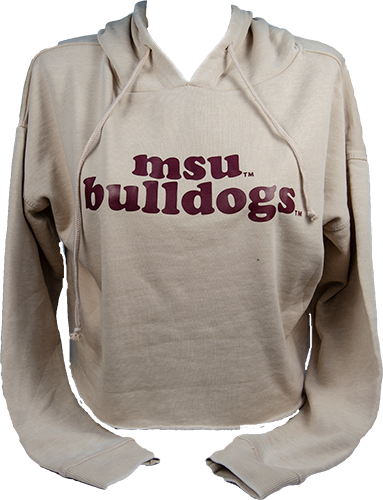Sweatshirt Hooded Crop Campus MSU Bulldogs Vintage