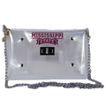 Capri Designs Tailgate Crossbody Envelope Wordmark Silver Chain