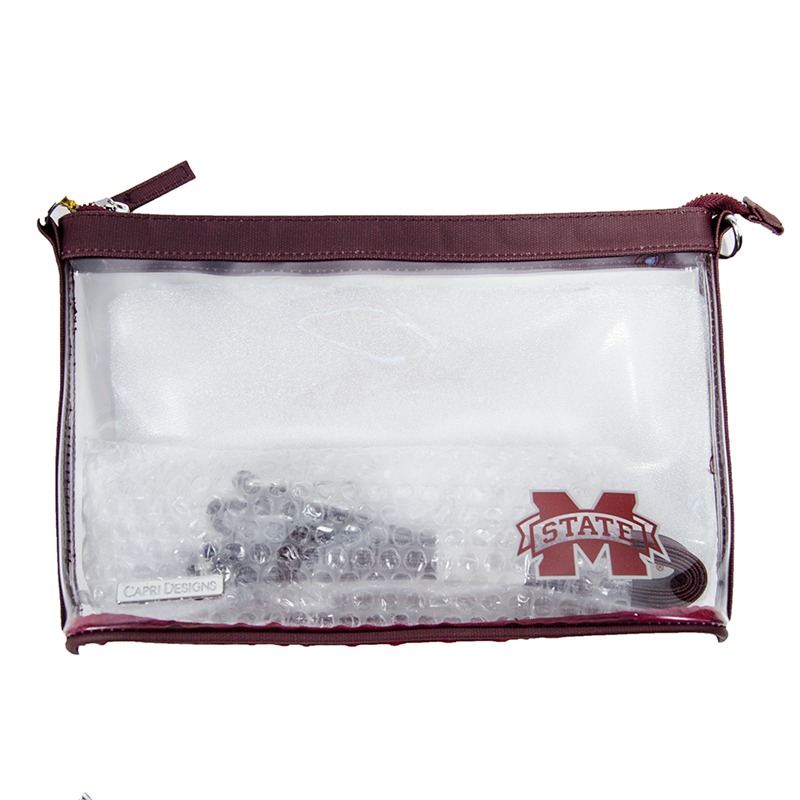Capri Designs Tailgate Crossbody Lg M-State Maroon Trim
