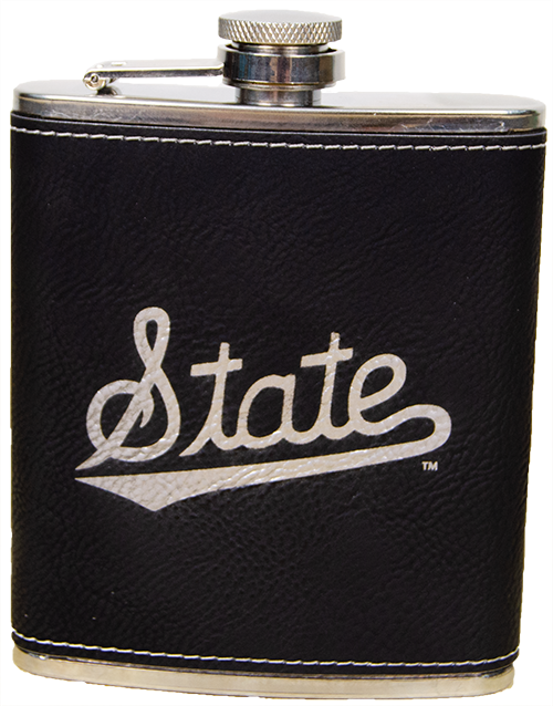 Jardine Assoc Tailgate Flask 7 Oz Faux Leather State W Tail Silver