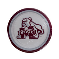 Mayflower Tailgate Plts Paper 7" 12Pk Standing Bulldog Mrn Rim