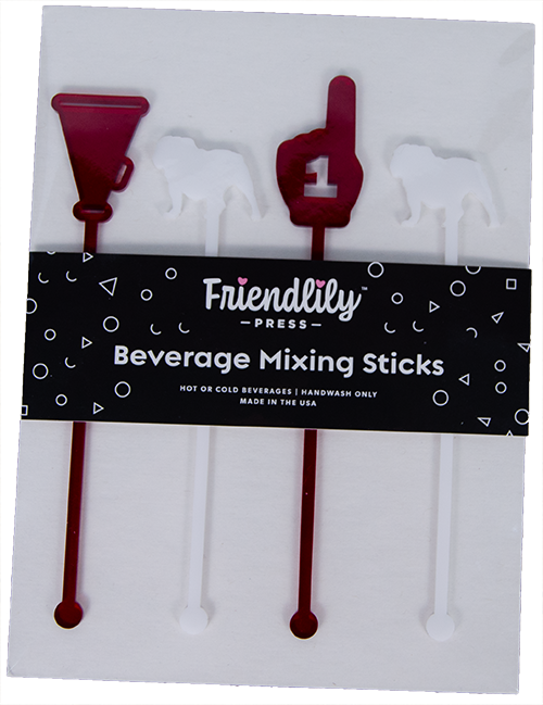 Friendlily Press Tailgate Stirrers Beverage 4Pk Bulldogs White Megaphone #1 Glove
