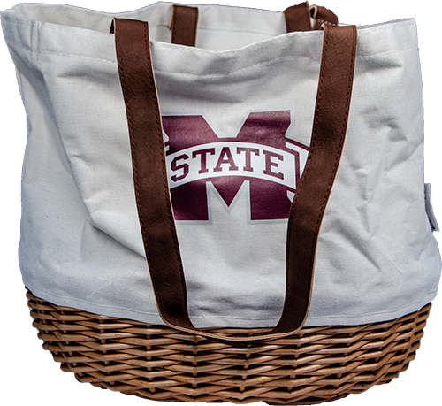 Picnic Time Tailgate Tote Basket Coronado M-State Leatherr Hndlong Sleeve