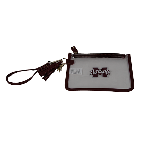 Capri Designs Tailgate Wristlet Clear Maroon Trim M-State
