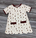 Toddler Dress Girls Short Sleeve Aline Bulldog