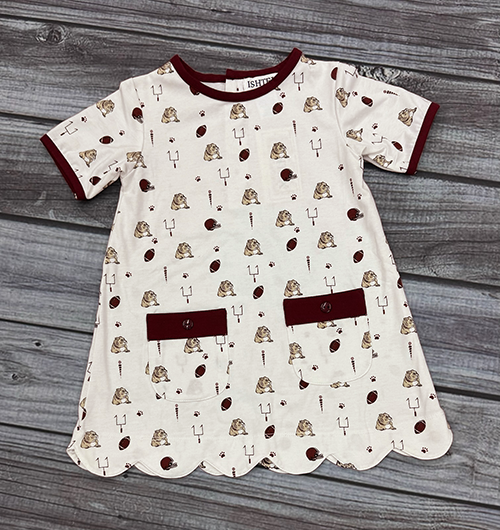 Toddler Dress Girls Short Sleeve Aline Bulldog
