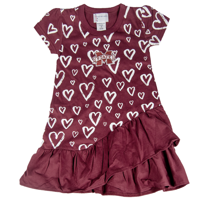 Toddler Dress Short Sleeve Hearts All Over M-State