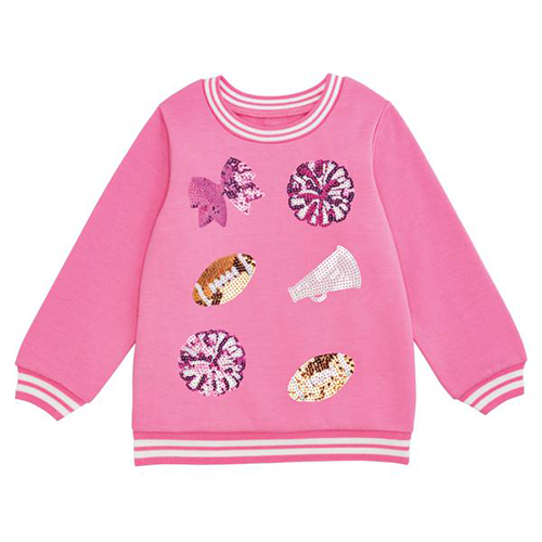 Toddler Sweatshirt Football Megaphone Sequin