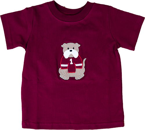 Toddler T-Shirt Short Sleeve Applique Sitting Bulldog