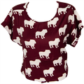 Top Women's Blouse Short Sleeve Rolled Bulldog Silhouette