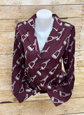 Top Women's Long Sleeve V-Neck W Collar Cowbell All Over
