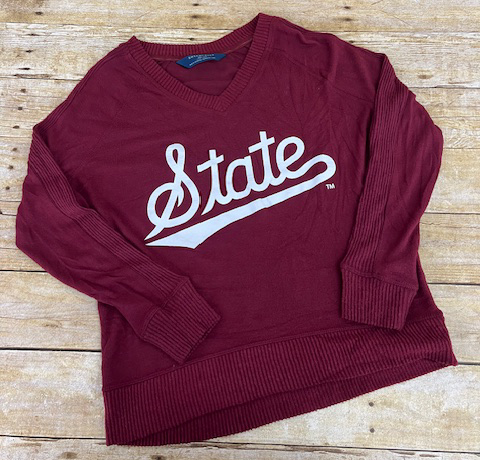 Top Women's Sweater V-Neck Script State