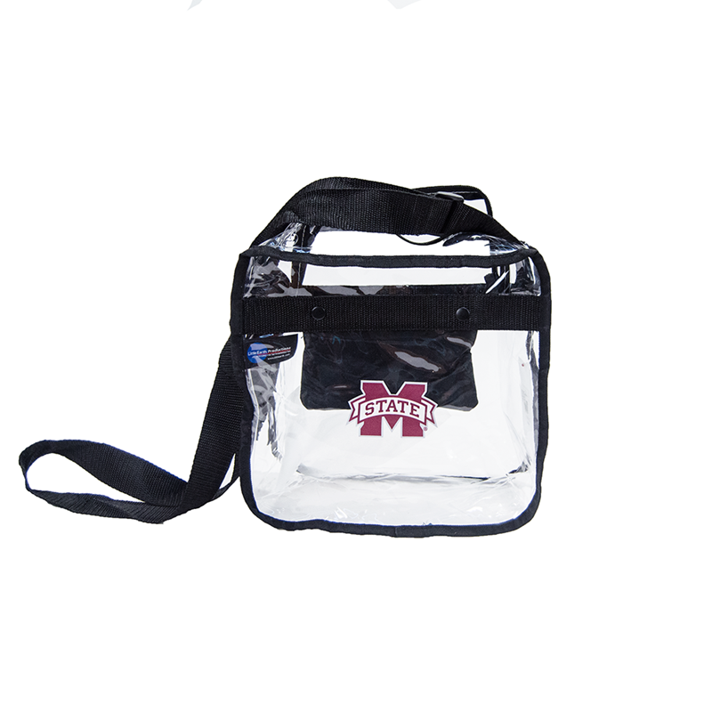 Little Earth Productions, Inc. Tote Stadium Clear Carryall Crosbdy Zpr M-State Black Straps