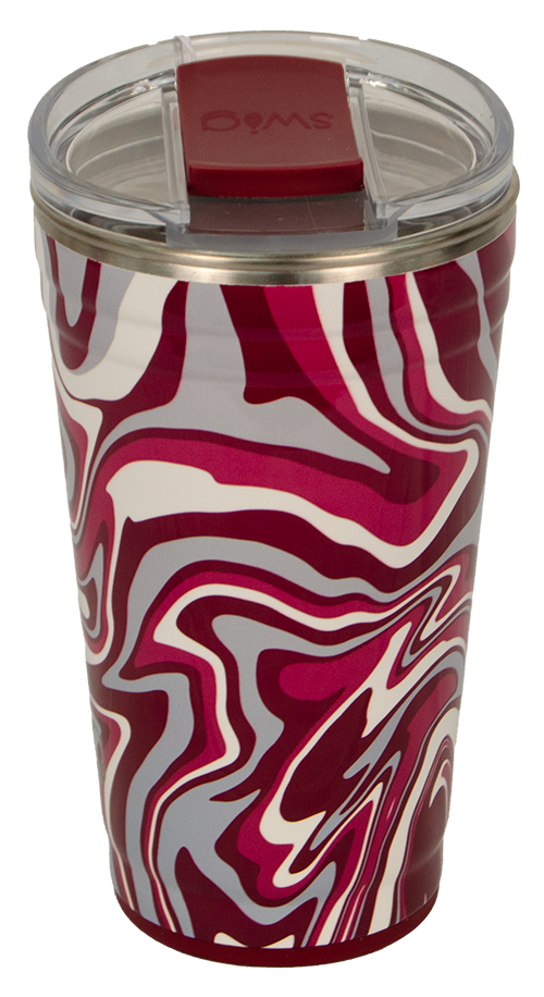 Occasionally Made / Swig Tumbler 24 Oz Party Cup Swirl Ptrn Maroon Gray White