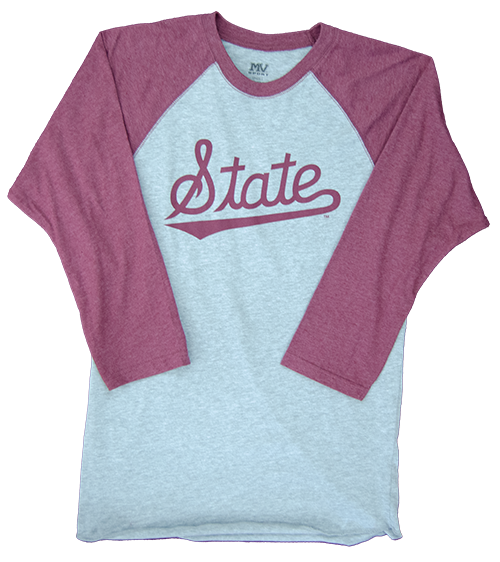 T-Shirt 3 Quarter Sleeve Raglan Script State