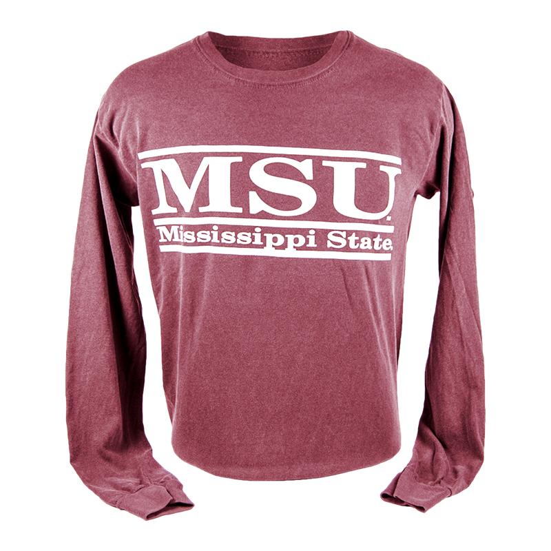 T-Shirt Long Sleeve Comfort Colors MSU Double Bars