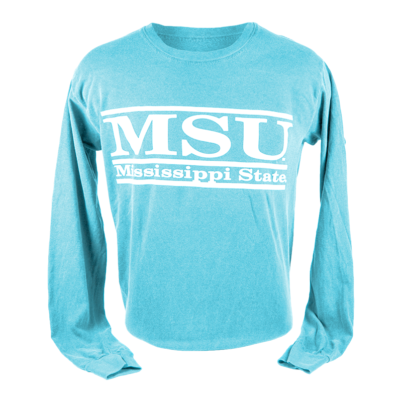 T-Shirt Long Sleeve Comfort Colors MSU Double Bars