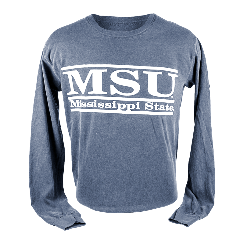 T-Shirt Long Sleeve Comfort Colors MSU Double Bars