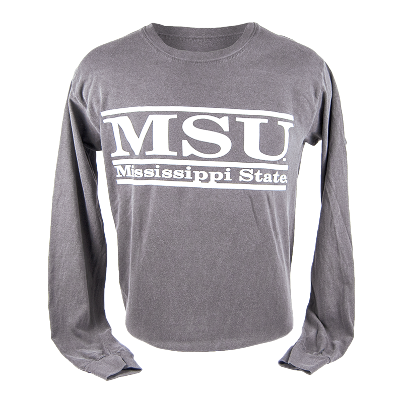 T-Shirt Long Sleeve Comfort Colors MSU Double Bars