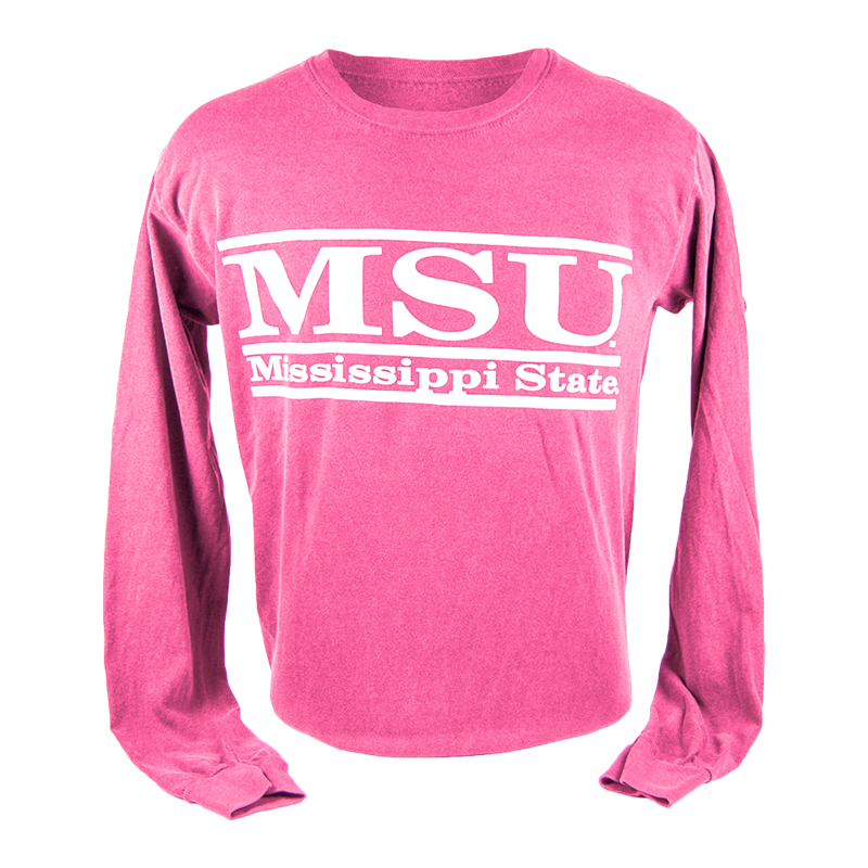 T-Shirt Long Sleeve Comfort Colors MSU Double Bars