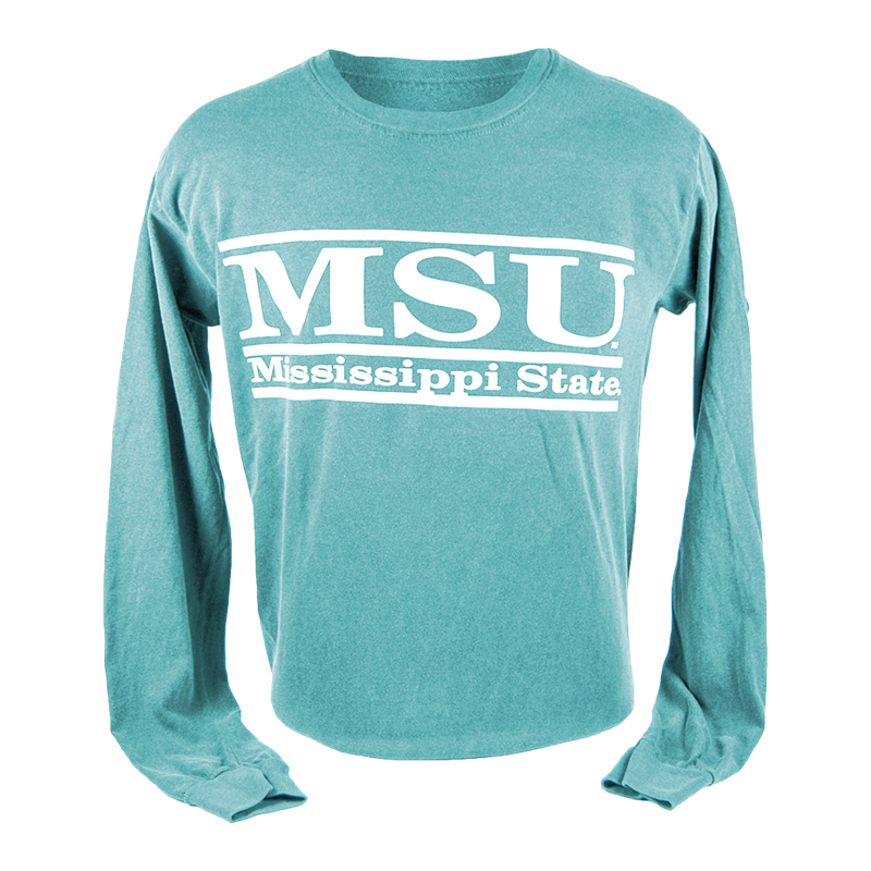 T-Shirt Long Sleeve Comfort Colors MSU Double Bars
