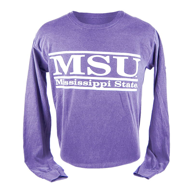 T-Shirt Long Sleeve Comfort Colors MSU Double Bars
