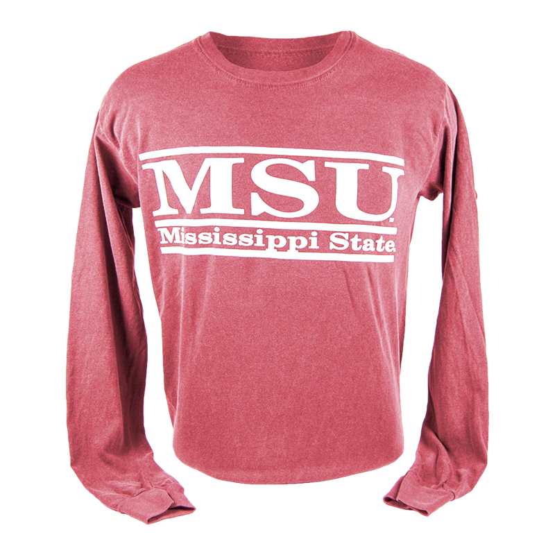 T-Shirt Long Sleeve Comfort Colors MSU Double Bars