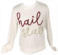 T-Shirt Long Sleeve Hail State Maroon Glitter Script