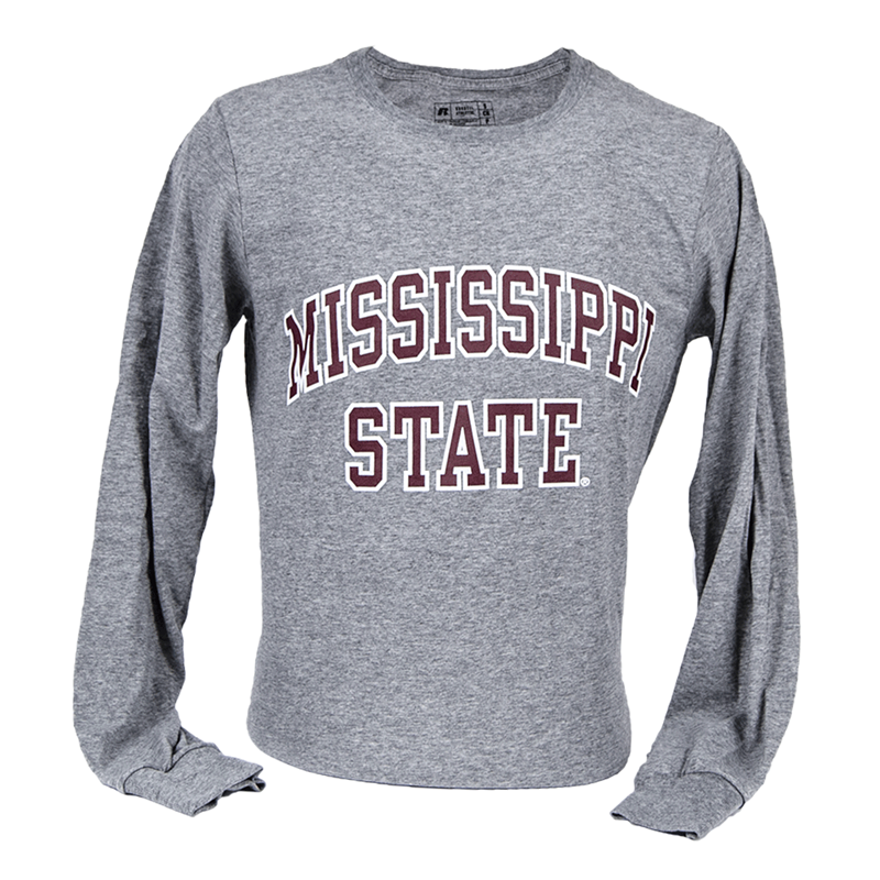 T-Shirt Long Sleeve Mississippi State Maroon In White Out
