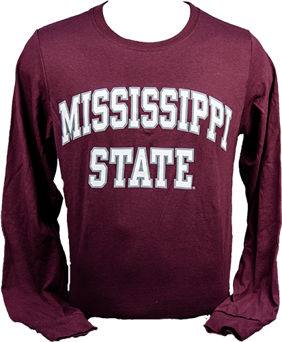 T-Shirt Long Sleeve Mississippi State White In Gray Out