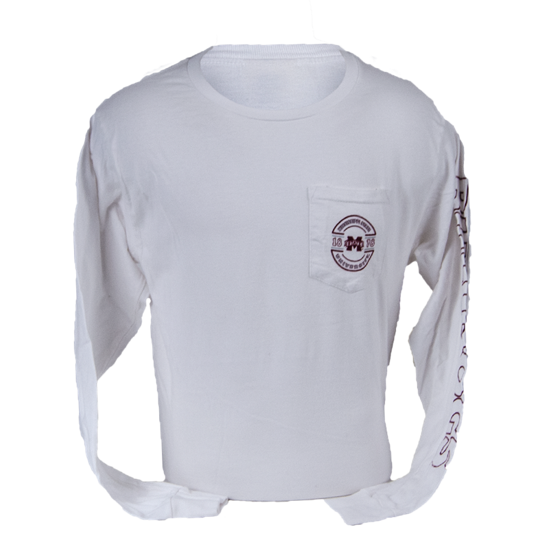 T-Shirt Long Sleeve Ringspun Cotton Pocket  Mississippi State 1878