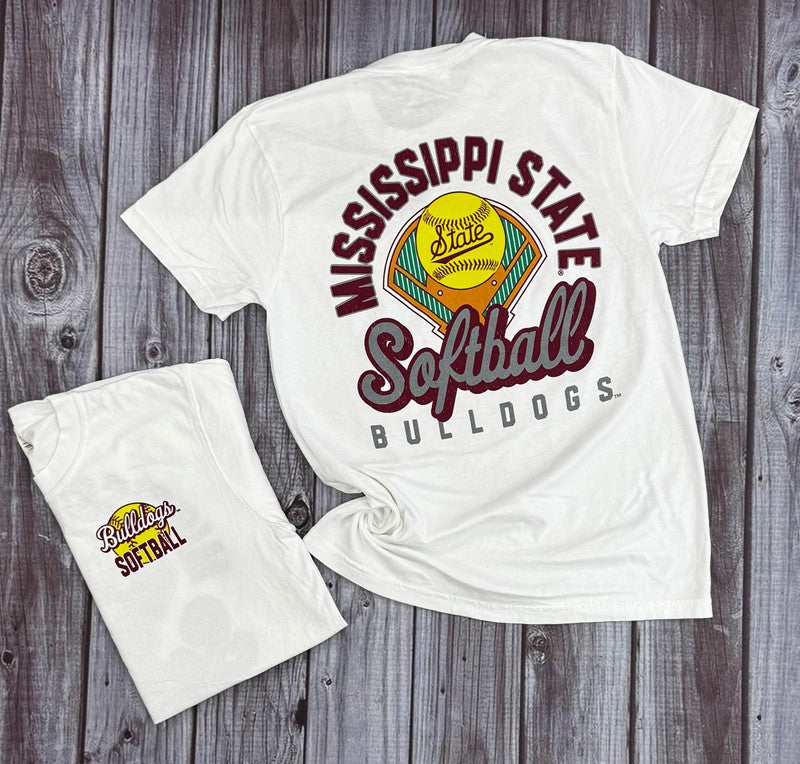 T-Shirt Short Sleeve Bulldogs Softball Field Script State