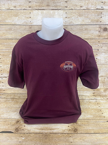 T-Shirt Short Sleeve Football Mississippi State Arch with M-State Logo