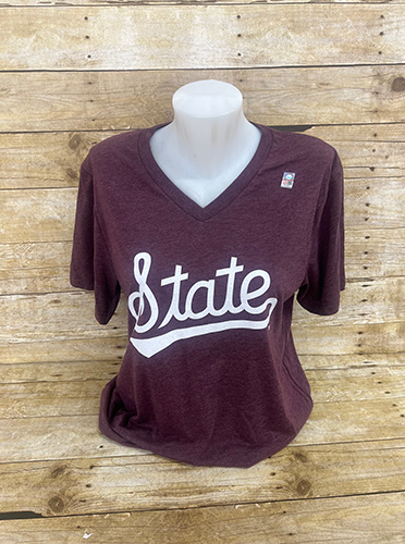 T-Shirt Short Sleeve V-Neck Script State