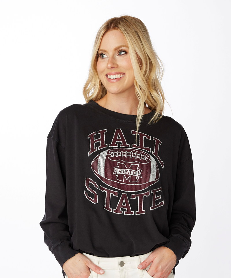 T-Shirt Women's Long Sleeve Vintage Hail State M-State