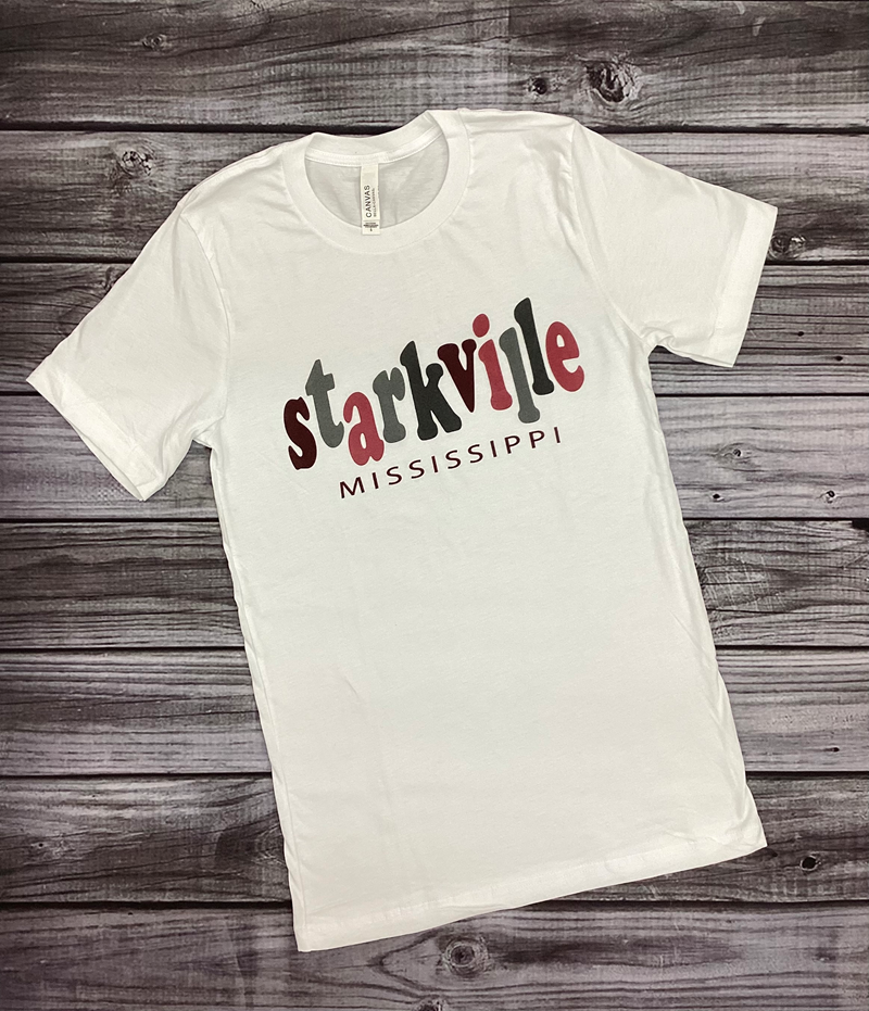 T-Shirt Women's Short Sleeve Bouncy Starkville Bubble Font