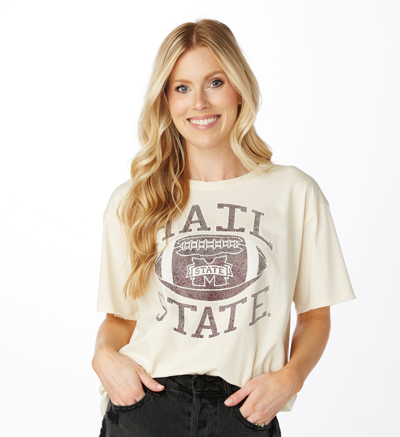 T-Shirt Women's Short Sleeve Boyfriend Distressed Hail M-State