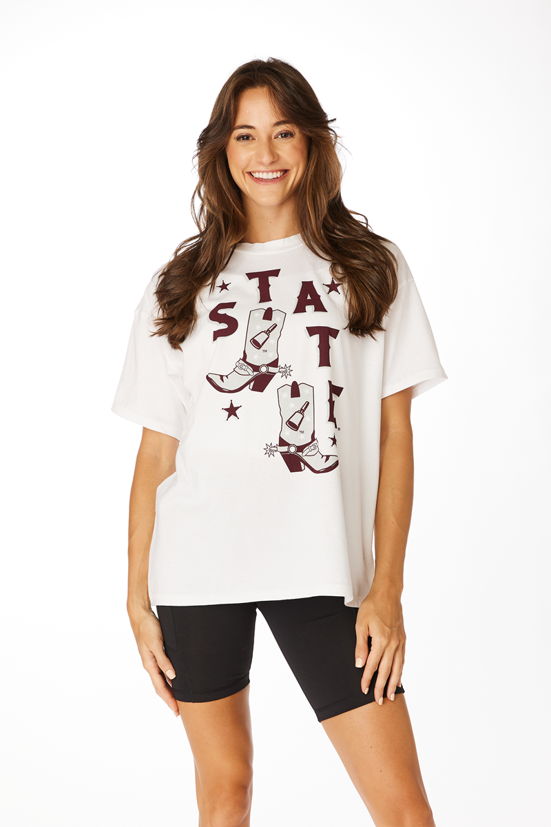 T-Shirt Women's Short Sleeve Cowbell On Boots