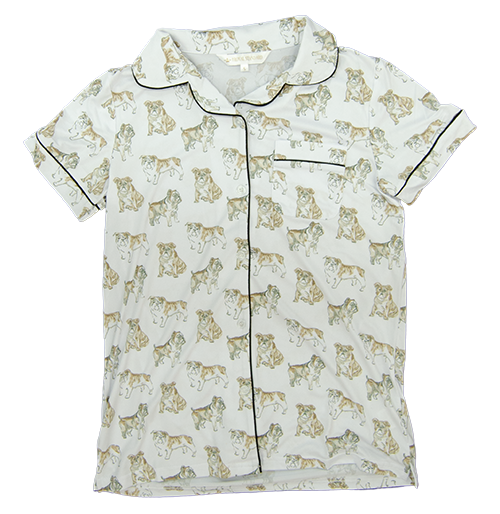 Women's Pajama Buttonup Top Realistic Bulldogs