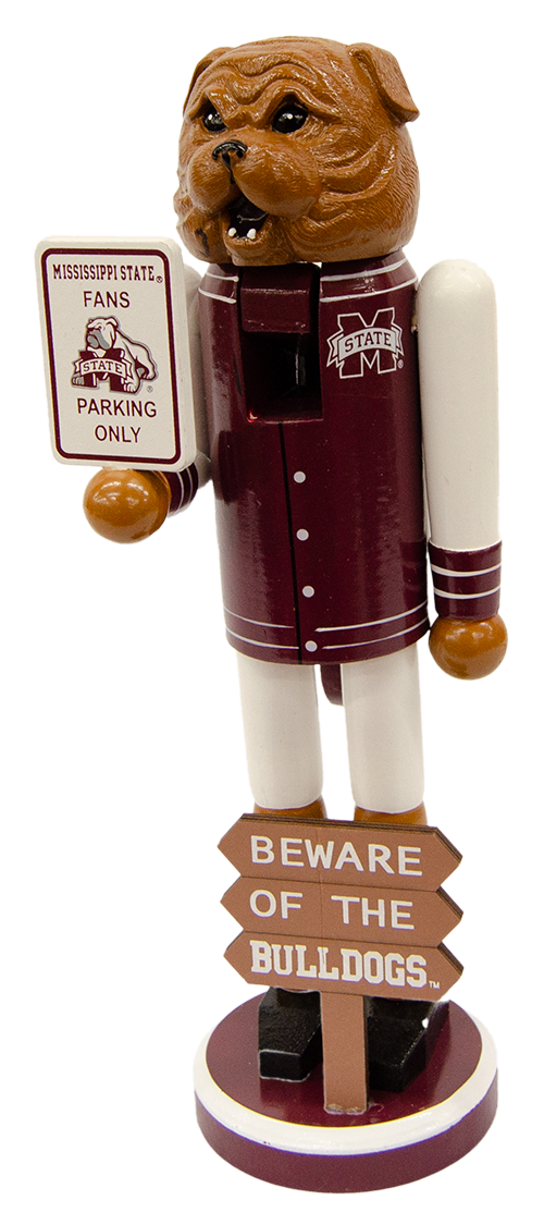 Santa'S Workshop, Inc. Xmas Nutcrkr Bulldog Holdng Sign Beware Of Bulldogs