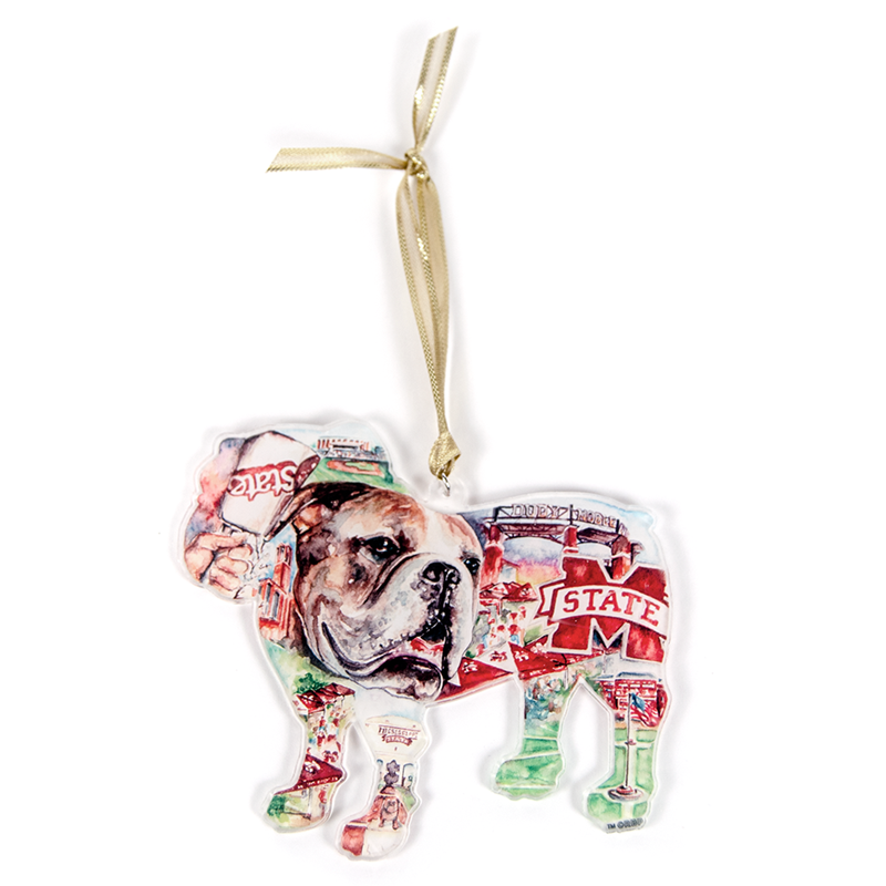 Red Bird Paper Xmas Orn Bulldog Collage