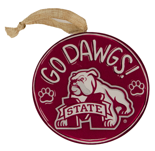 Home Malone Xmas Orn Rnd Acryliclic Go Dawgs Standing Bulldog Paws