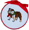 Christmas Ornament Live Bulldog with Wreath