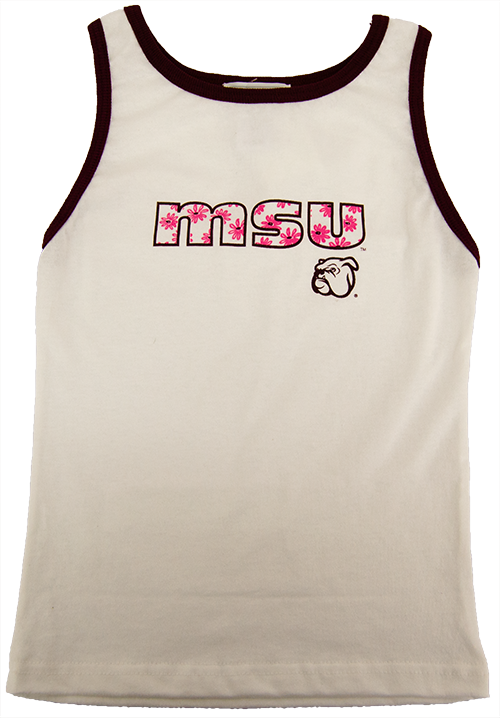 Youth Tank Top Girl MSU Flower Pattern