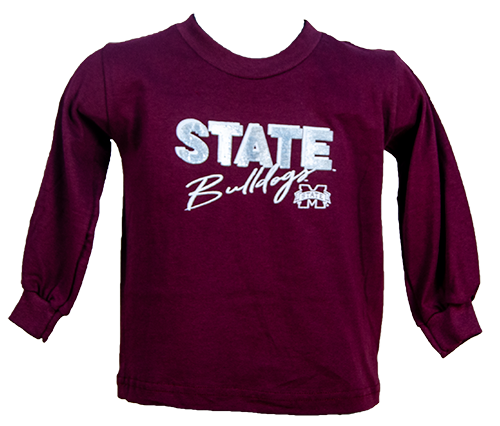 Youth T-Shirt Long Sleeve 3D Bulldogs State Script M-State