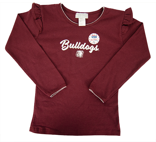Youth T-Shirt Long Sleeve Shoulder Ruffle Bulldogs