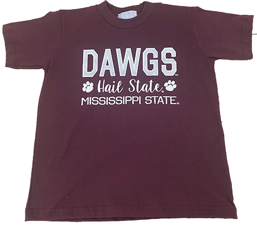 Youth T-Shirt Short Sleeve Dawgs Hail State Paws Mississippi State