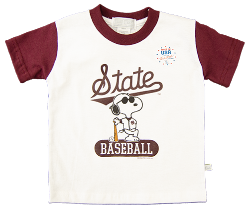 Youth T-Shirt Short Sleeve Snoopy Baseball Script State